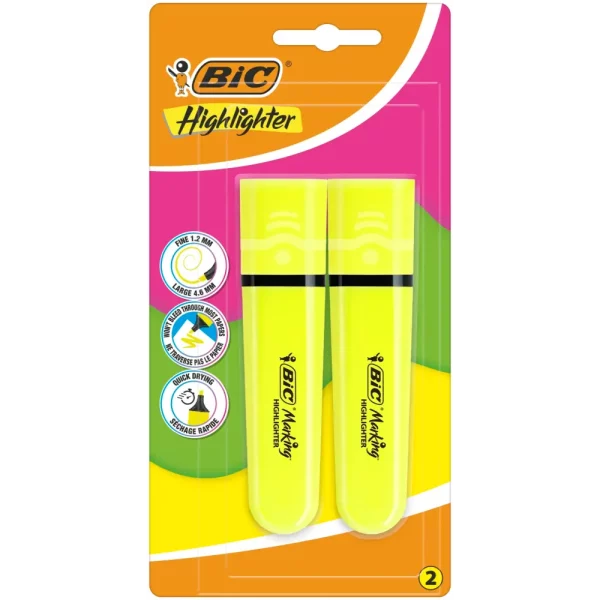 BIC HIGHLIGHT LITTE KELTAINEN KOROSTUSKYNÄ 2KPL