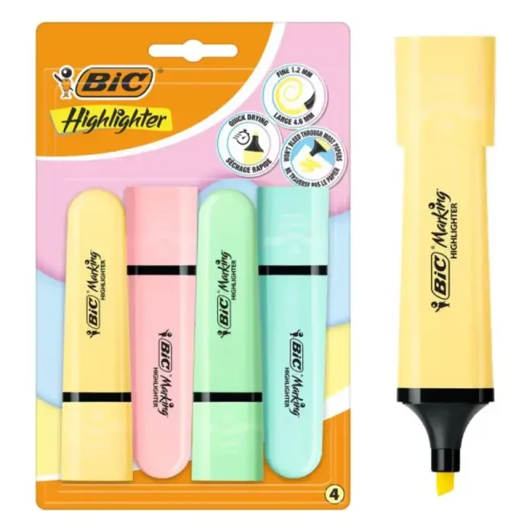 BIC HIGHLIGHTER KOROSTUSKYNÄ 4 KPL