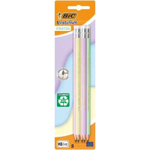 BIC EVOLUTION PASTEL LYIJYKYNÄ 5KPL