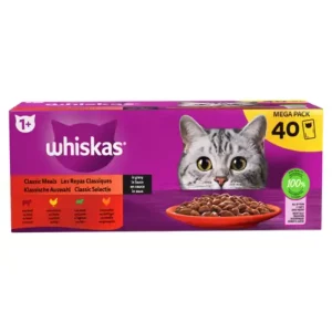 WHISKAS 1+ 40X85G PERINTEISET ATERIAT KASTIKKEESSA