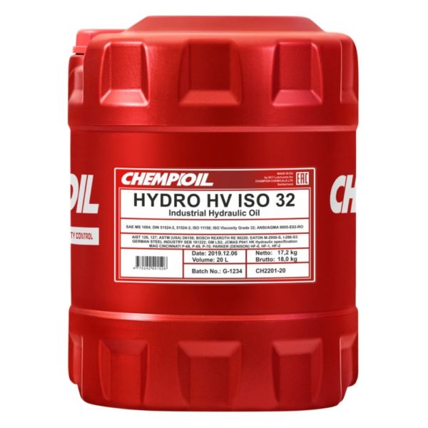 CHEMPIOIL HYDRAULIIKKAÖLJY HV ISO 32 20L