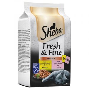 SHEBA FRESH&FINE 6X50G KANAA JA LOHTA KASTIKKEESSA