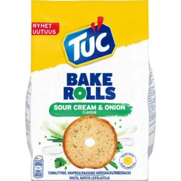 TUC BAKE ROLLS SOUR CREAM & ONION150G SUOLAKEKSIT