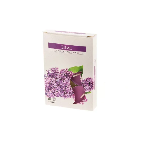 AURA TUOKSULÄMPÖKYNTTILÄ LILAC 6 KPL