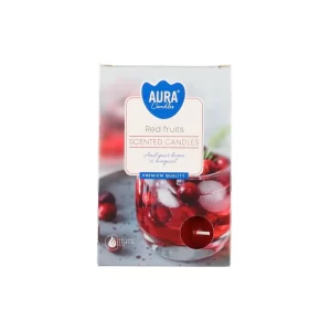 AURA TUOKSULÄMPÖKYNTTILÄ RED FRUITS 6 KPL