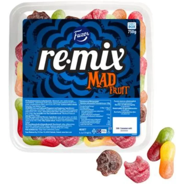 FAZER REMIX MAD FRUIT MIX 750G IRTOKARKKILAATIKKO