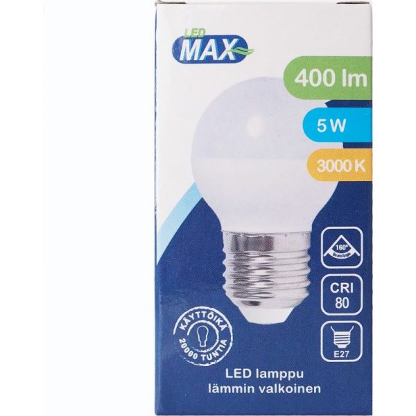 LED MAX MINI PALLOLAMPPU 5W E27 2KPL