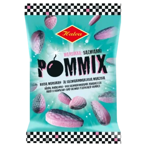 HALVA POMMIX MANSIKKA-SALMIAKKI 100G KARKKIPUSSI