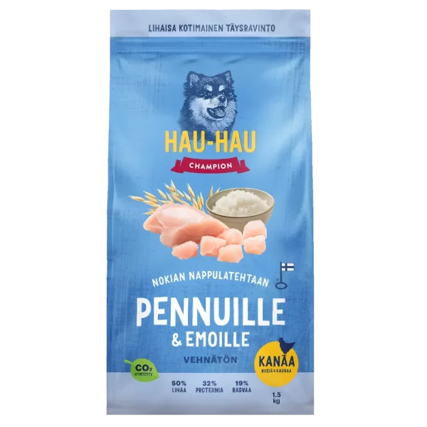 HAU HAU CHAMPION PENTU + EMO TÄYSRAVINTO 1,5KG