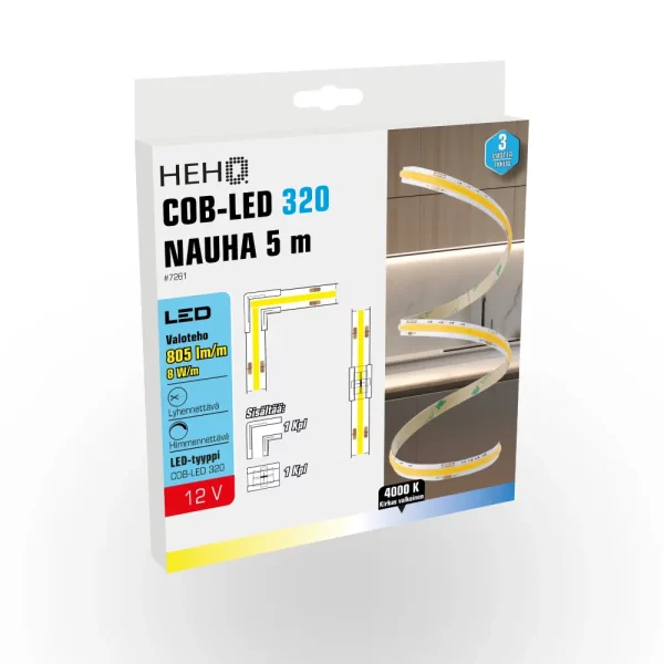 LED-NAUHA HEHQ COB 320 95LM/M 4000K 5M 12V