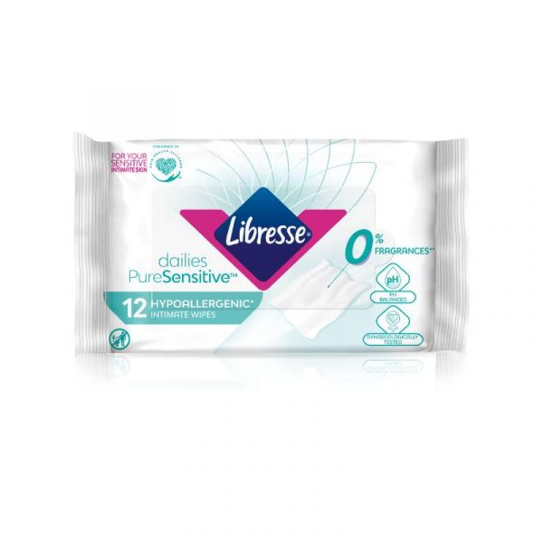 LIBRESSE DAILIES PURE SENSITIVE INTIMATE WIPES 12 KPL