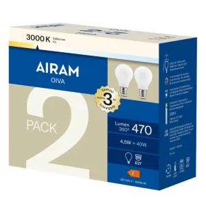 AIRAM LED LAMPPU 4.5W 3000K E27 2-PACK