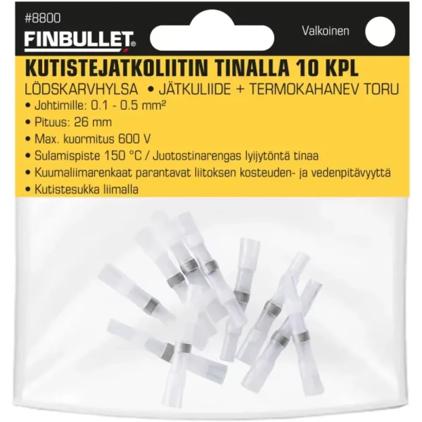 KUTISTEJATKOLIITIN TINALLA VALKOINEN 0.25-0.34mm2 10 KPL